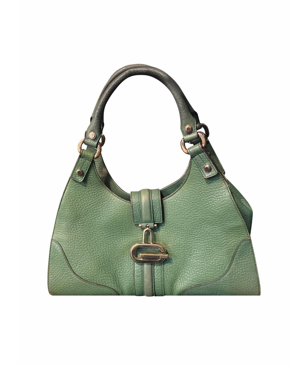 GUCCI Зеленая кожаная сумка с короткими ручками, фото 1