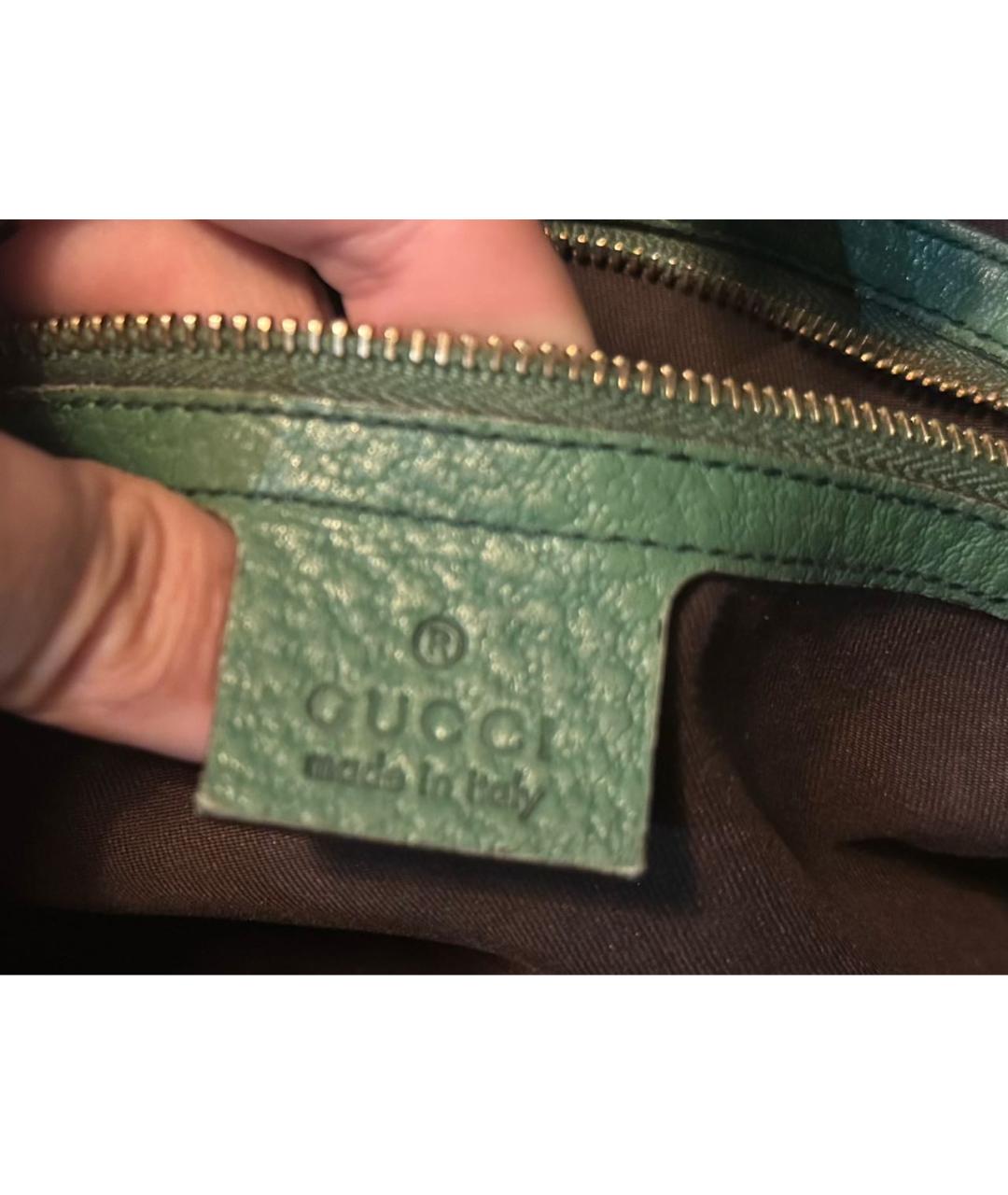 GUCCI Зеленая кожаная сумка с короткими ручками, фото 5