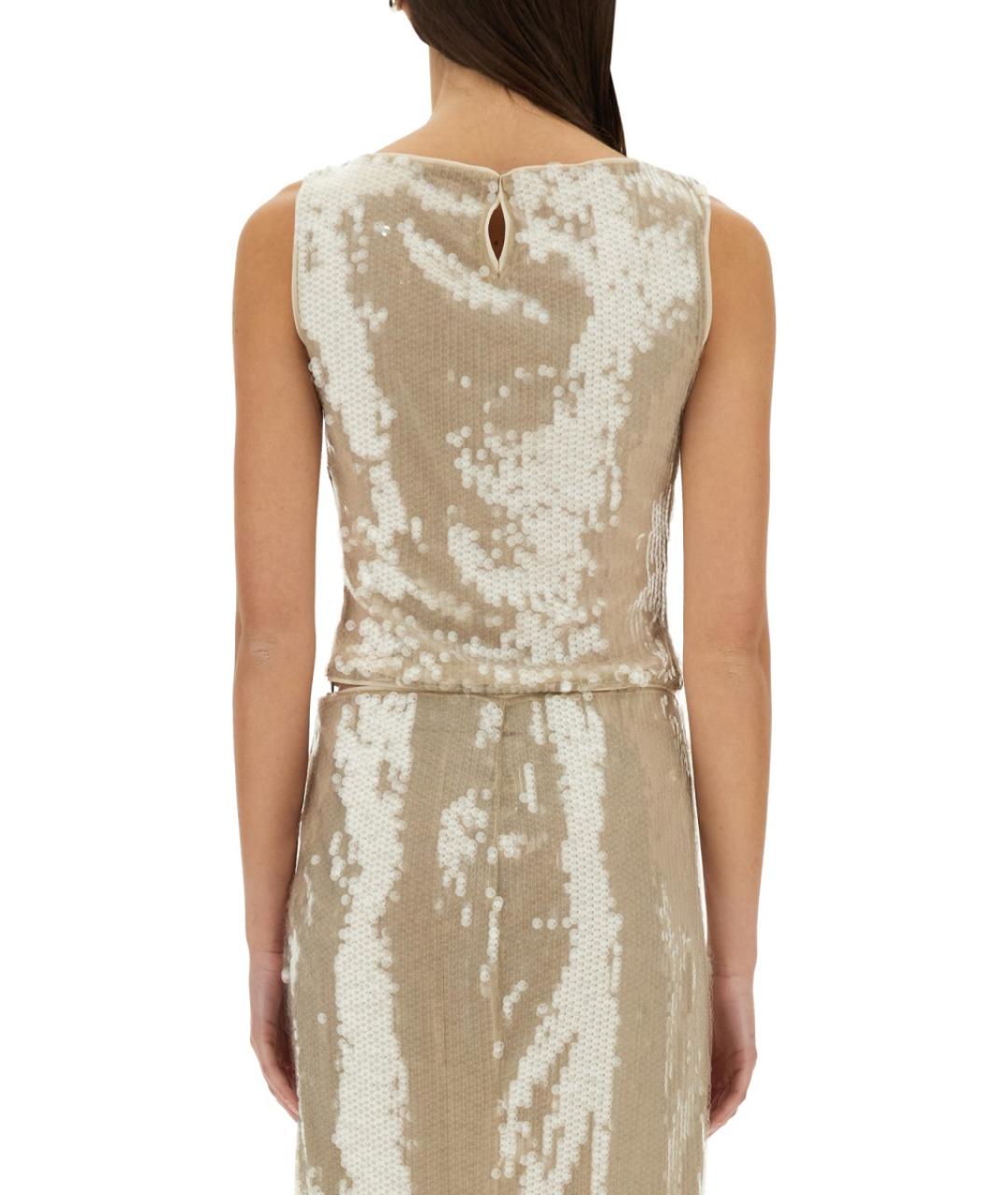 STAUD Бежевая полиэстеровая футболка, фото 4