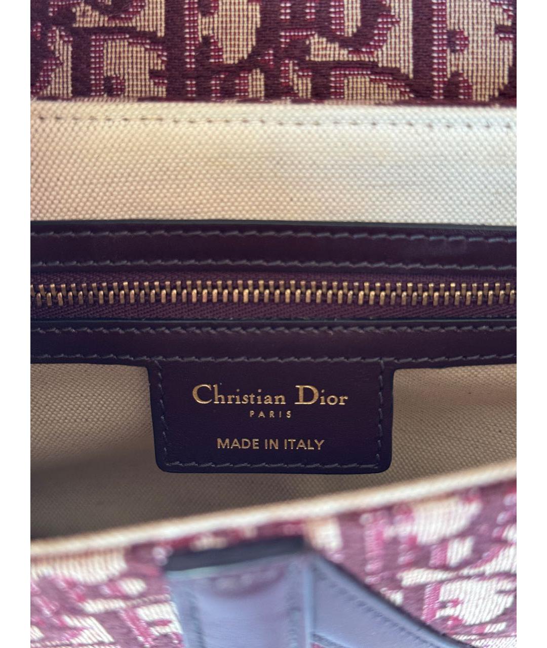 CHRISTIAN DIOR Бордовая тканевая сумка с короткими ручками, фото 3