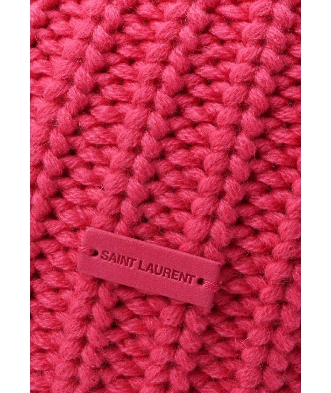 SAINT LAURENT Розовая кашемировая шапка, фото 3