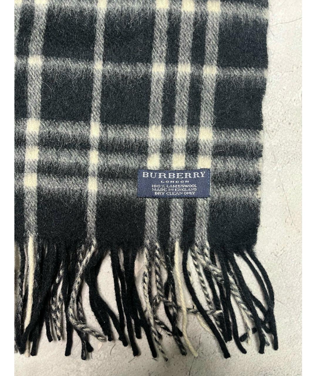 BURBERRY Черный шерстяной шарф, фото 3