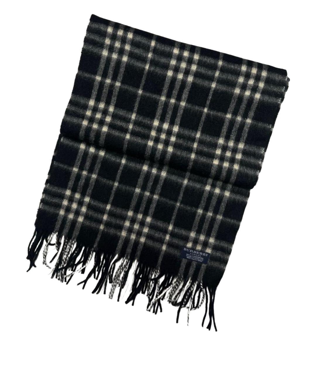 BURBERRY Черный шерстяной шарф, фото 1