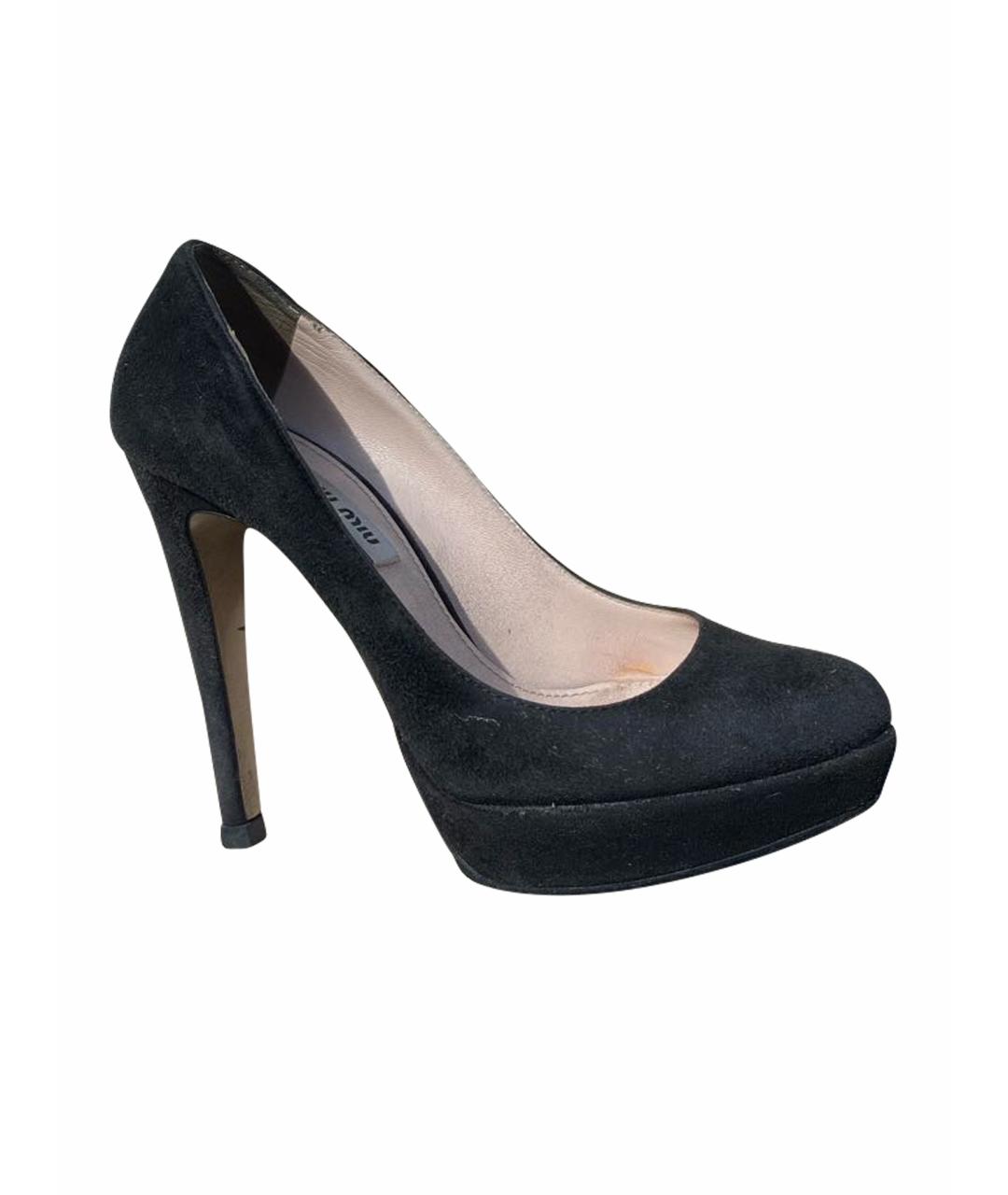 MIU MIU Черные замшевые туфли, фото 1