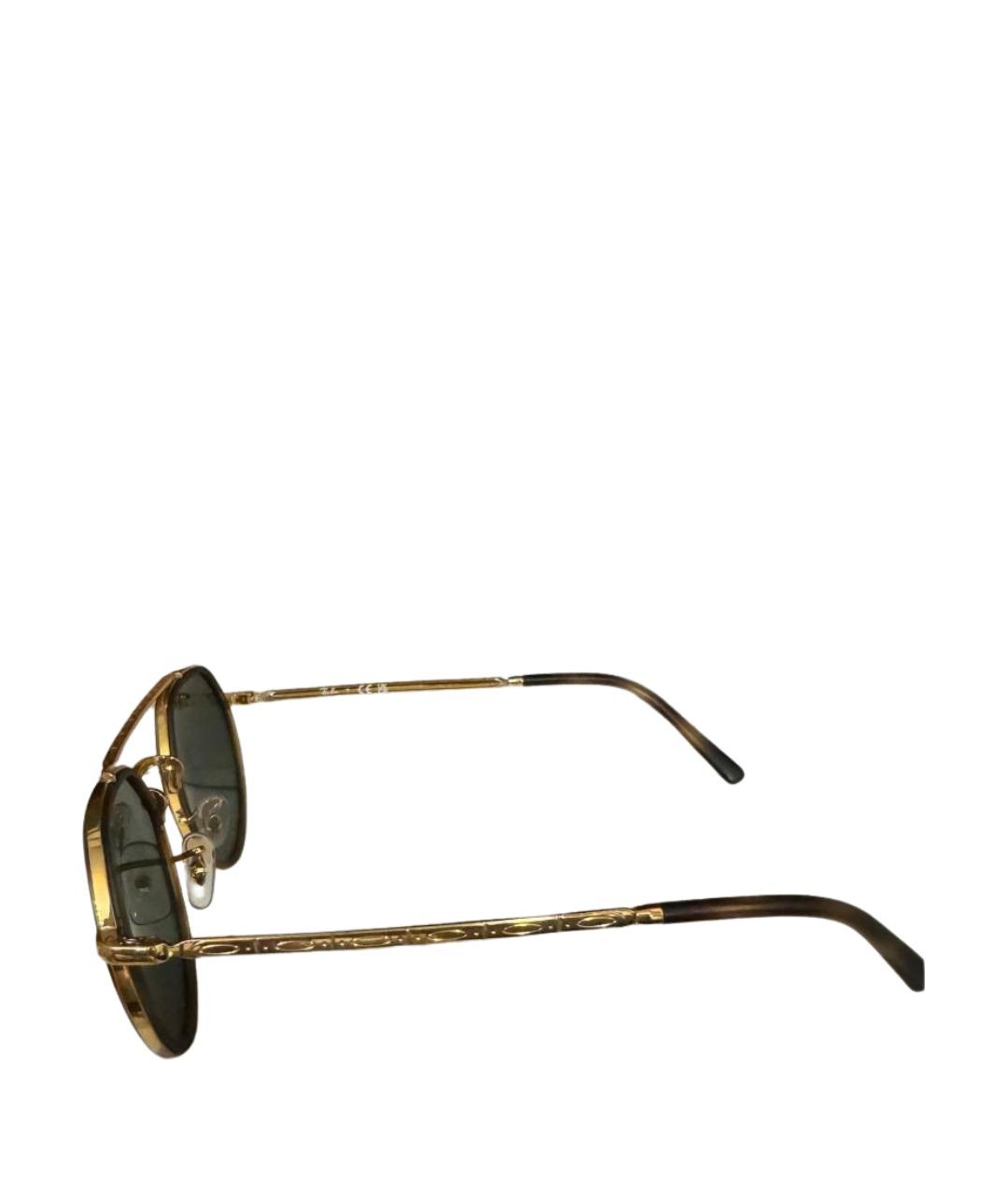 RAY BAN Золотые металлические солнцезащитные очки, фото 1