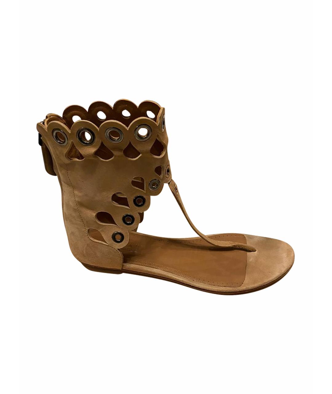 ALAIA Коричневые замшевые босоножки, фото 1