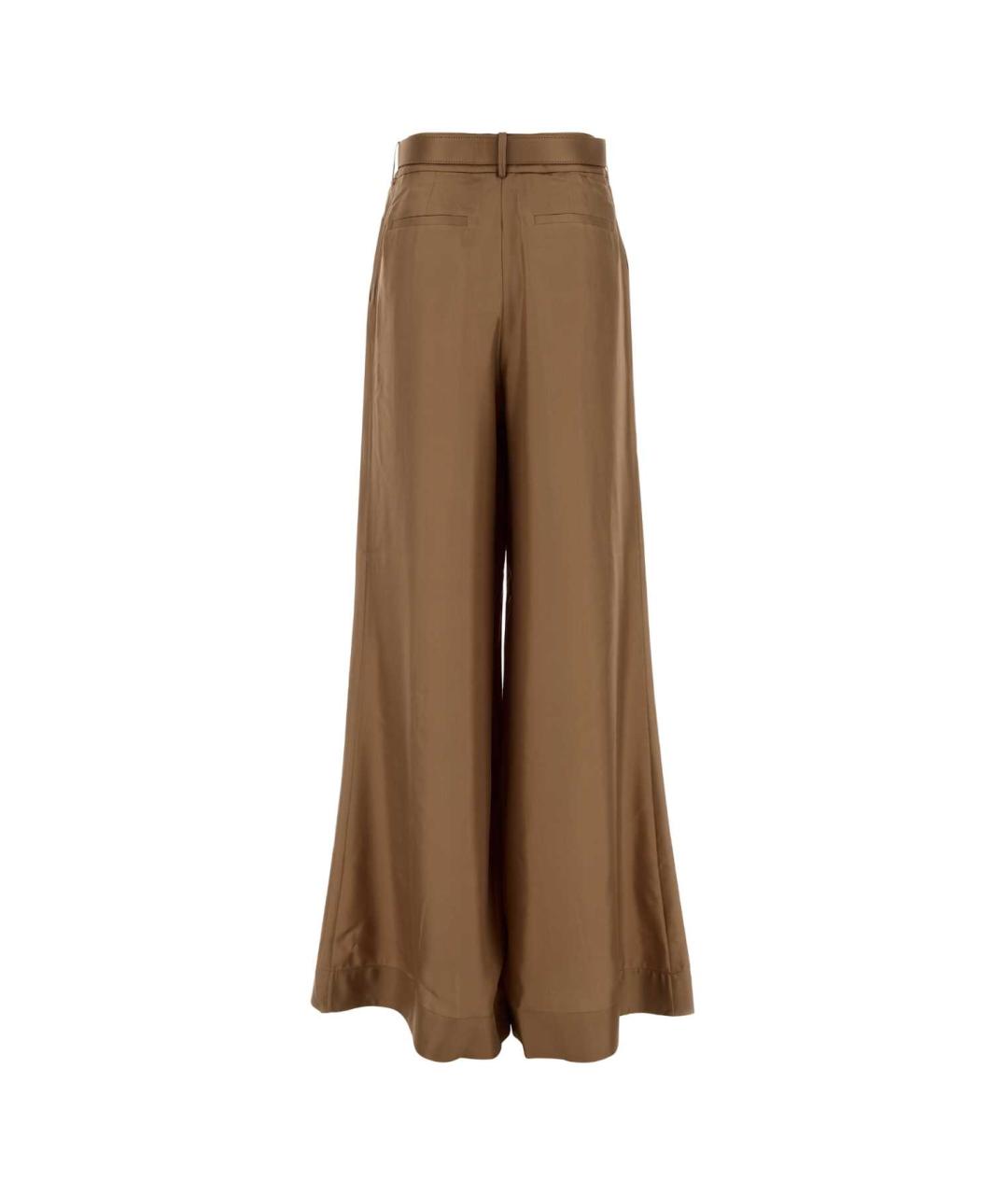 ZIMMERMANN Бежевые шелковые прямые брюки, фото 2