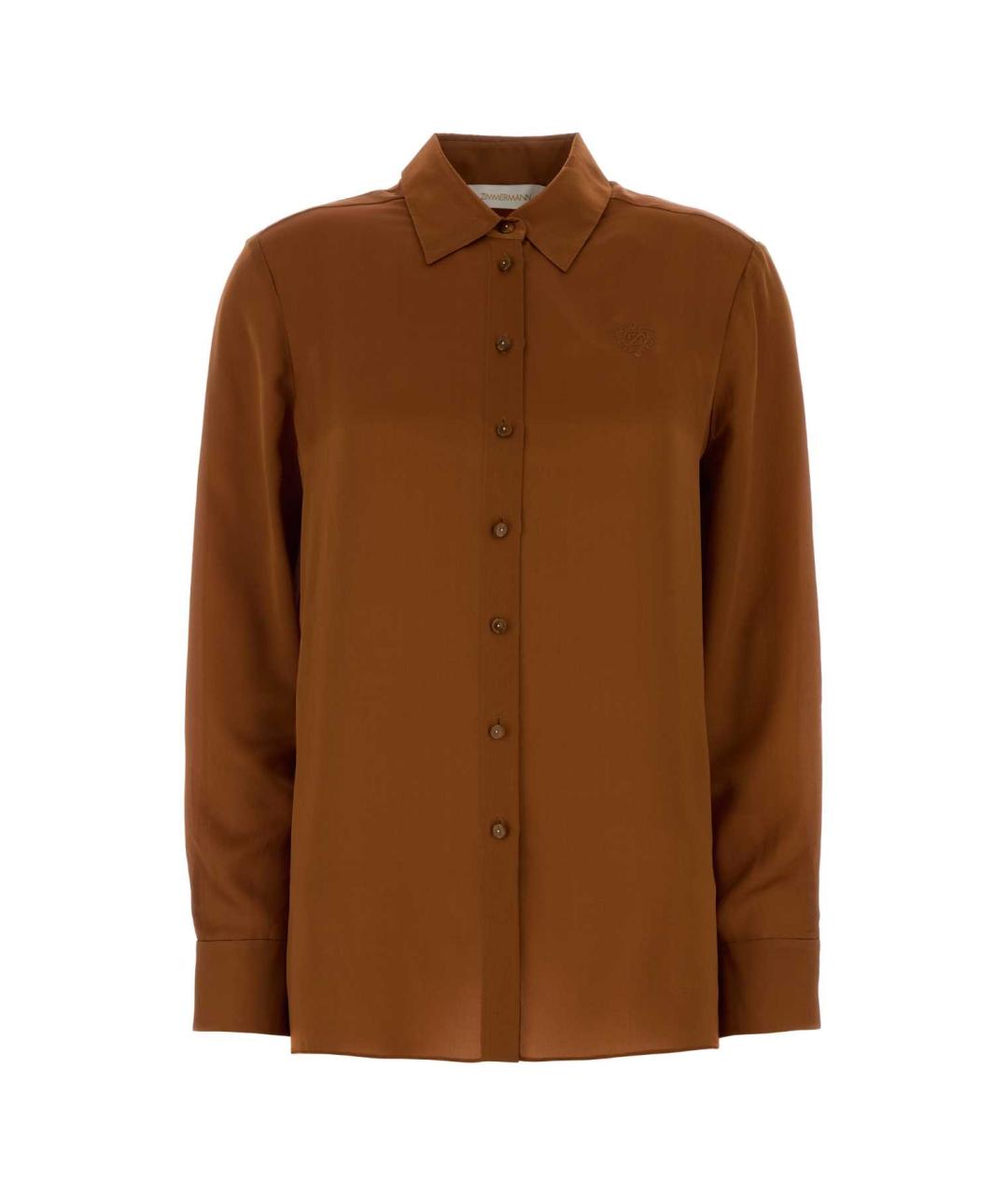 ZIMMERMANN Коричневая шелковая рубашка, фото 1