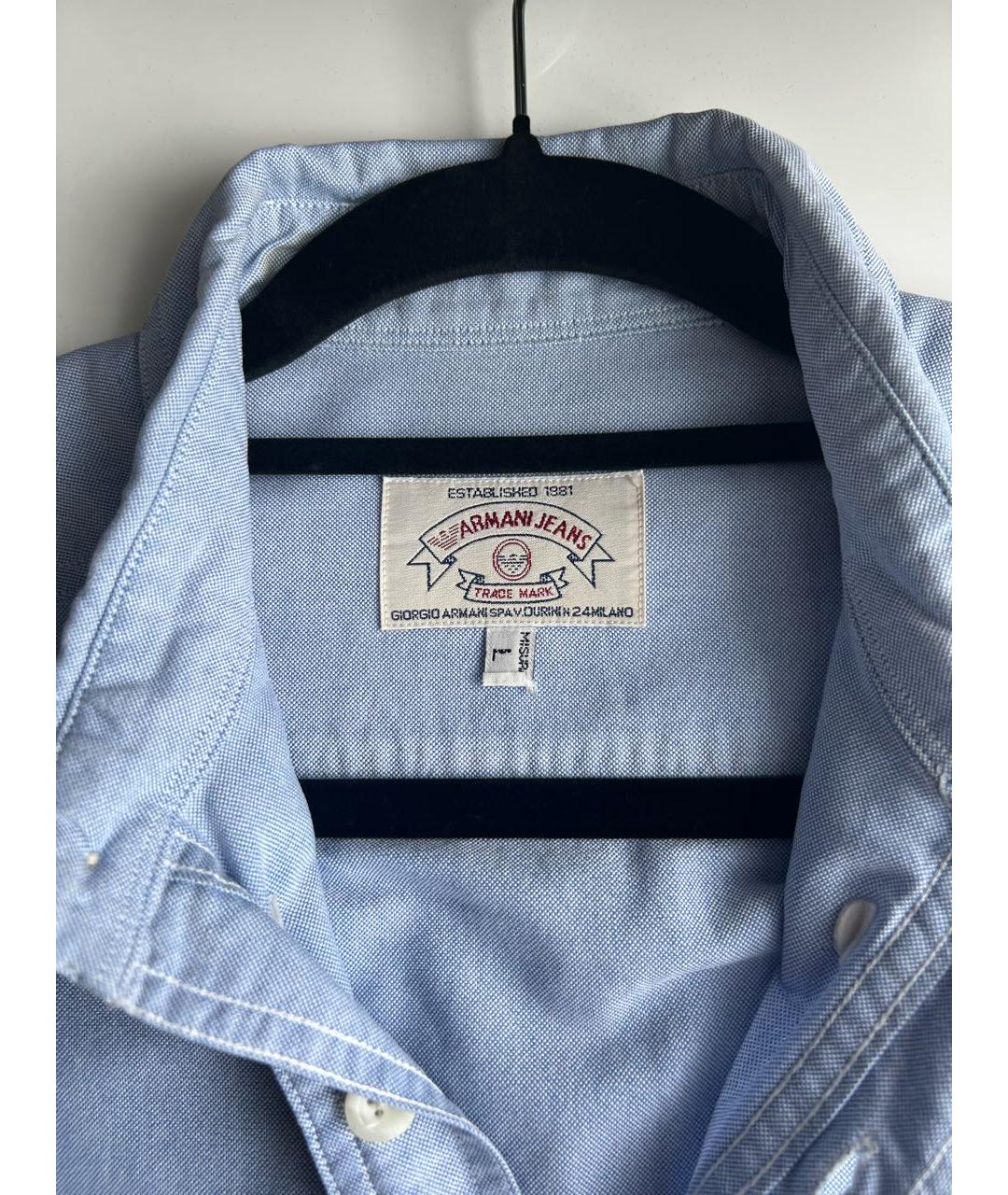 ARMANI JEANS Голубая хлопковая кэжуал рубашка, фото 4