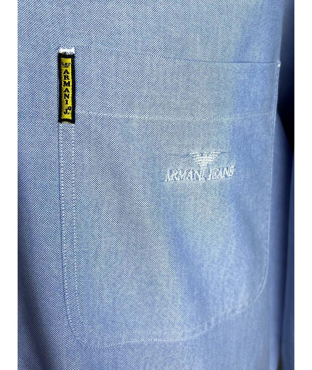 ARMANI JEANS Голубая хлопковая кэжуал рубашка, фото 6