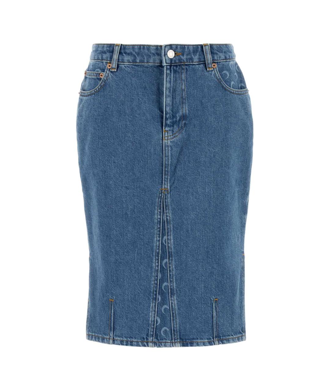 MARINE SERRE Голубая хлопковая юбка миди, фото 1