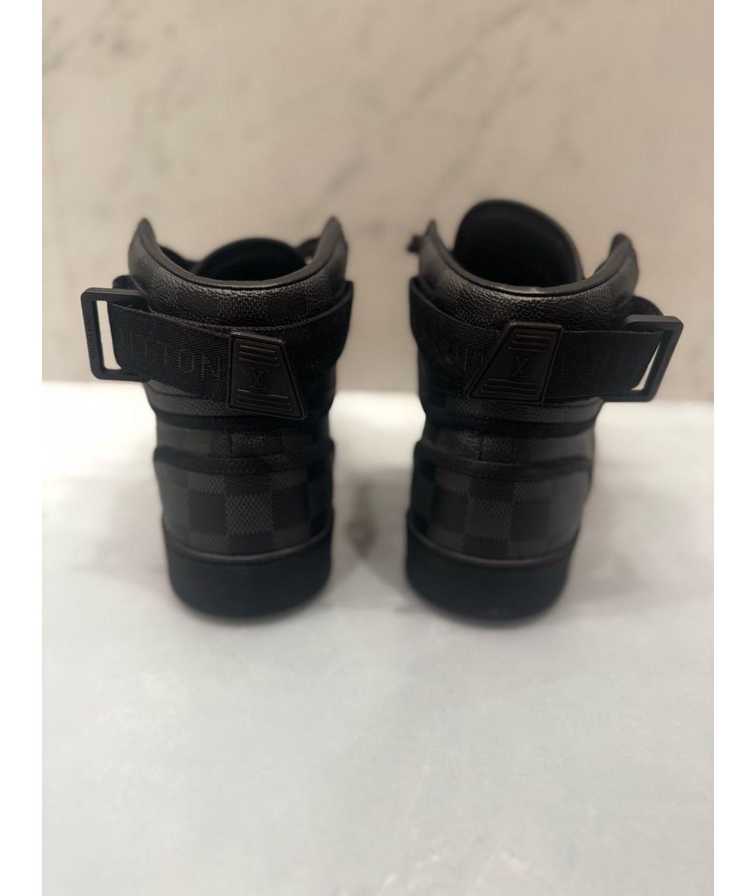 LOUIS VUITTON Серые кожаные высокие кроссовки / кеды, фото 4