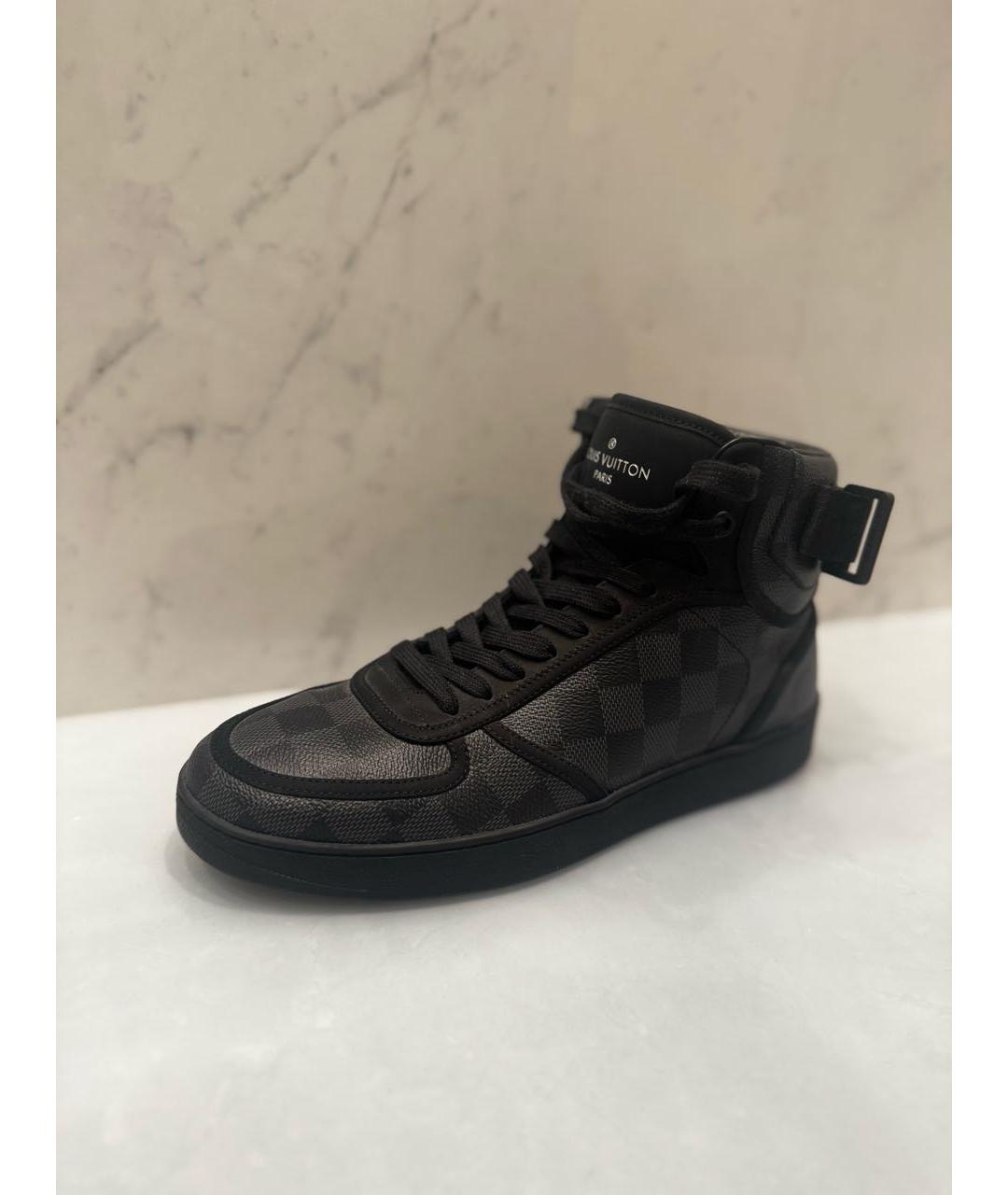 LOUIS VUITTON Серые кожаные высокие кроссовки / кеды, фото 5