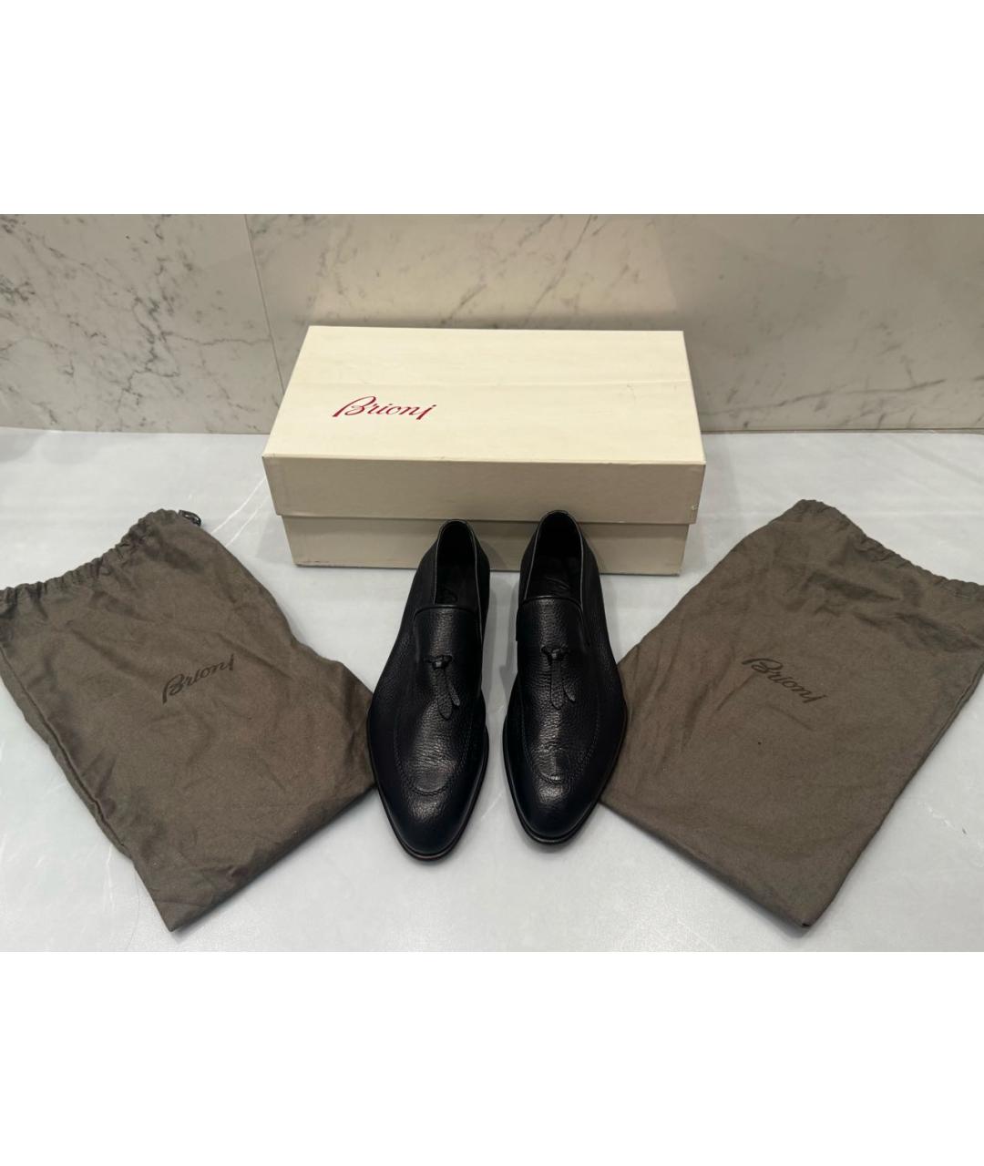 BRIONI Темно-синие кожаные туфли, фото 6