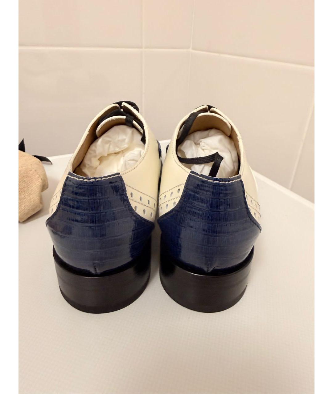 GUCCI Белые кожаные брогги и оксфорды, фото 3