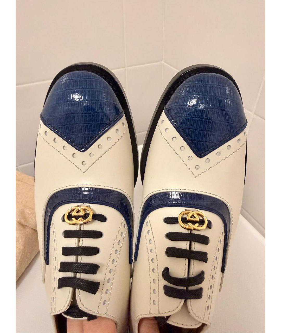GUCCI Белые кожаные брогги и оксфорды, фото 4