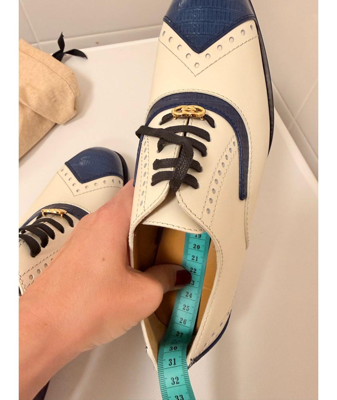 GUCCI Белые кожаные брогги и оксфорды, фото 6
