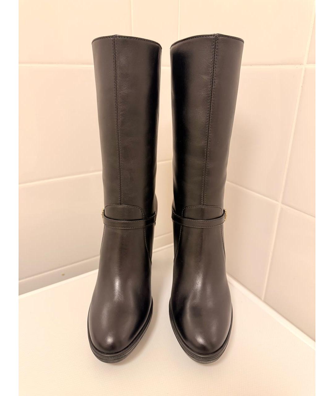 TOD'S Черные кожаные сапоги, фото 2