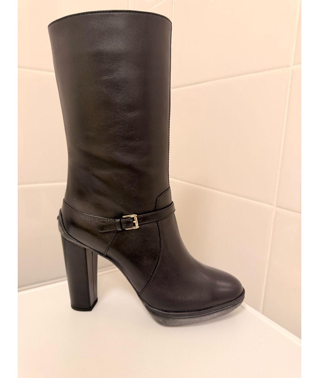TOD'S Черные кожаные сапоги, фото 9