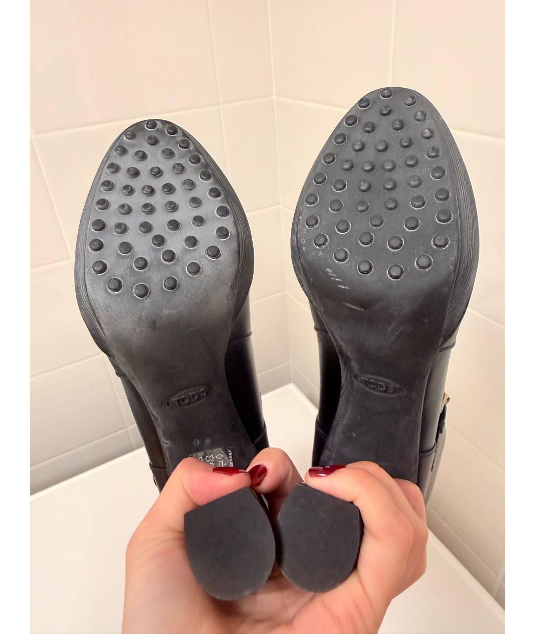 TOD'S Черные кожаные сапоги, фото 5