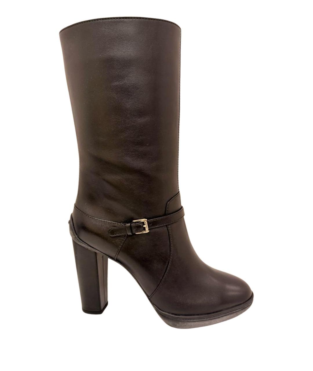 TOD'S Черные кожаные сапоги, фото 1