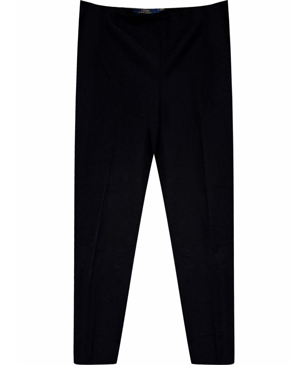 POLO RALPH LAUREN Черные хлопко-эластановые прямые брюки, фото 1