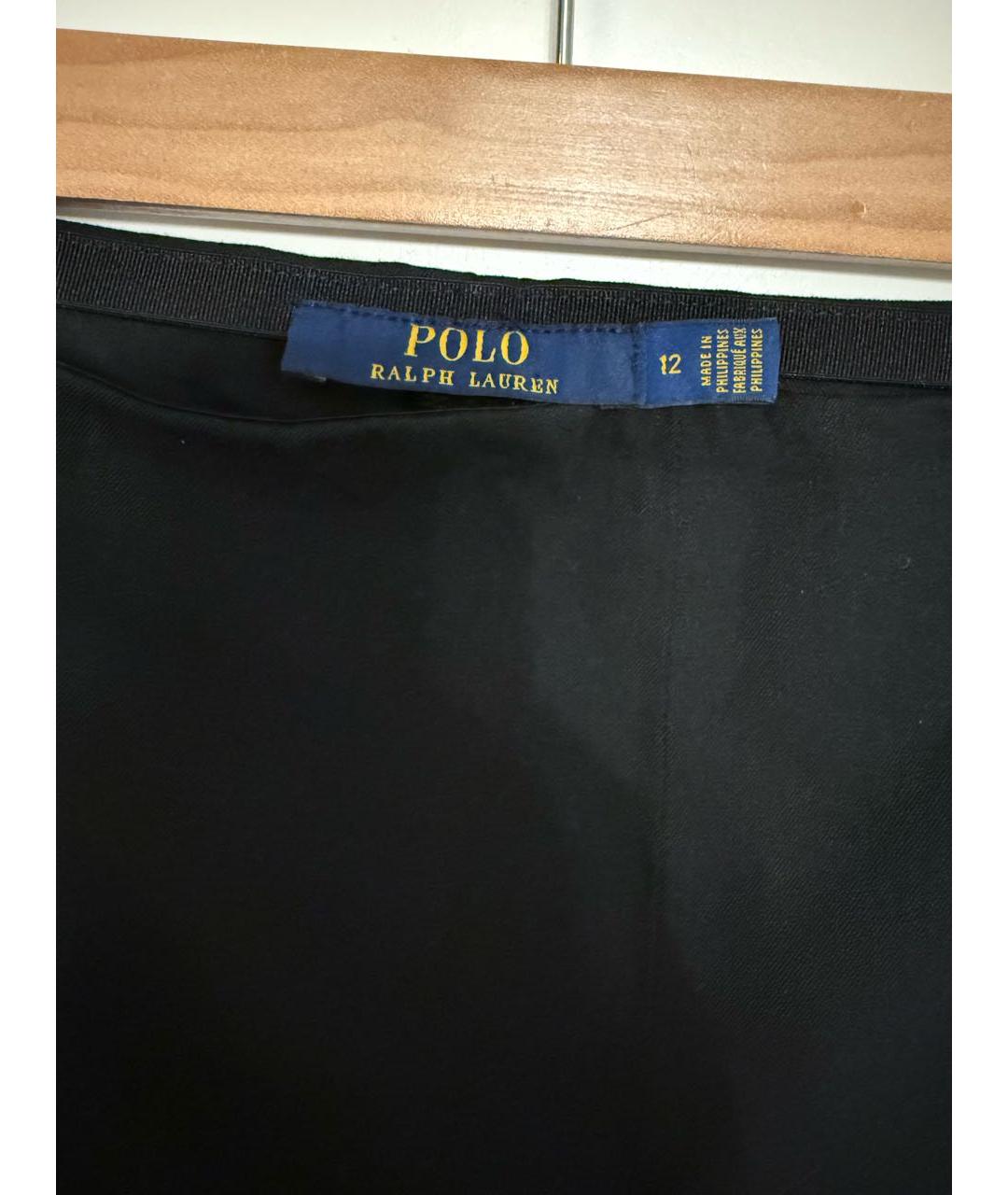 POLO RALPH LAUREN Черные хлопко-эластановые прямые брюки, фото 3