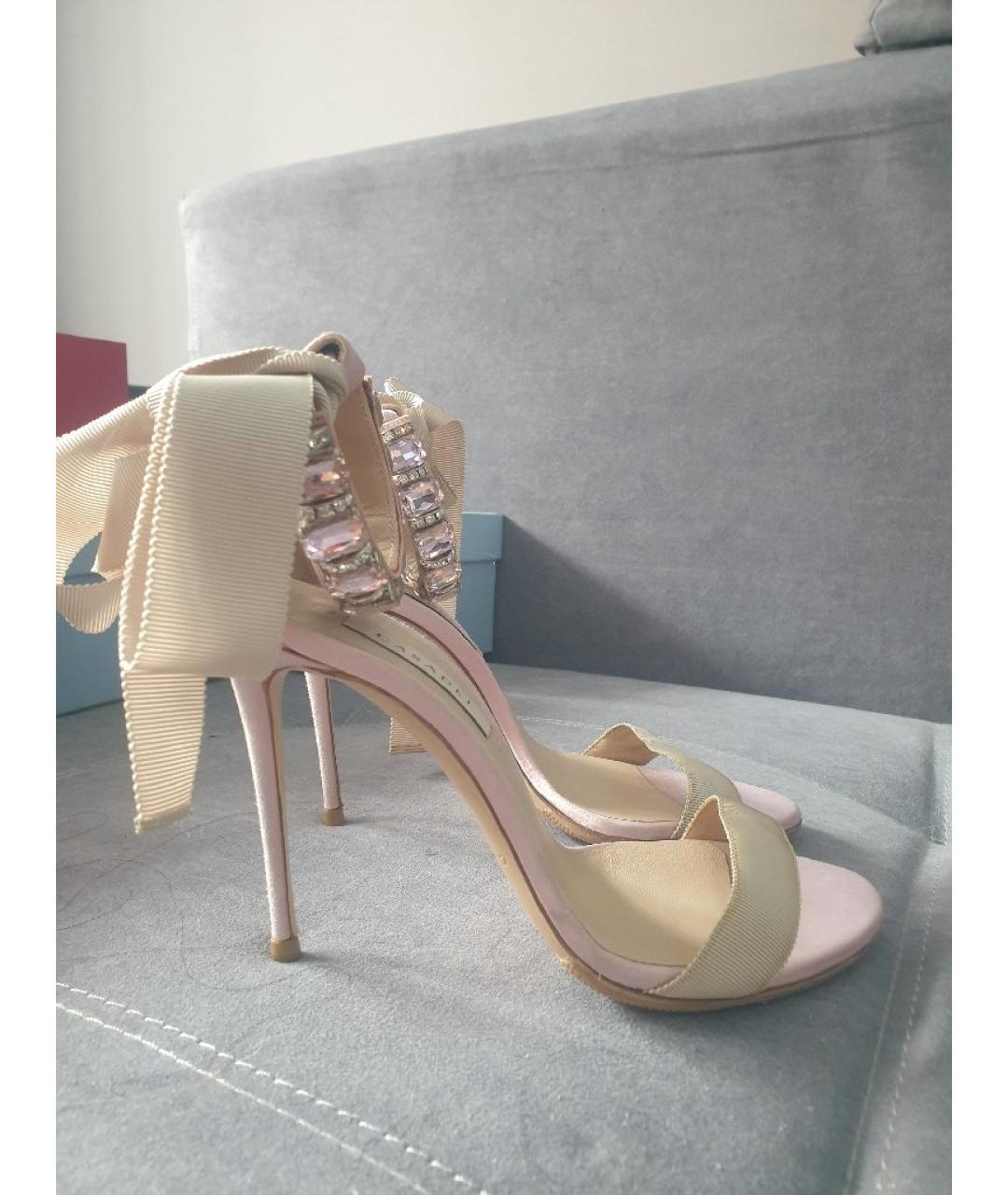 CASADEI Розовые текстильные босоножки, фото 10