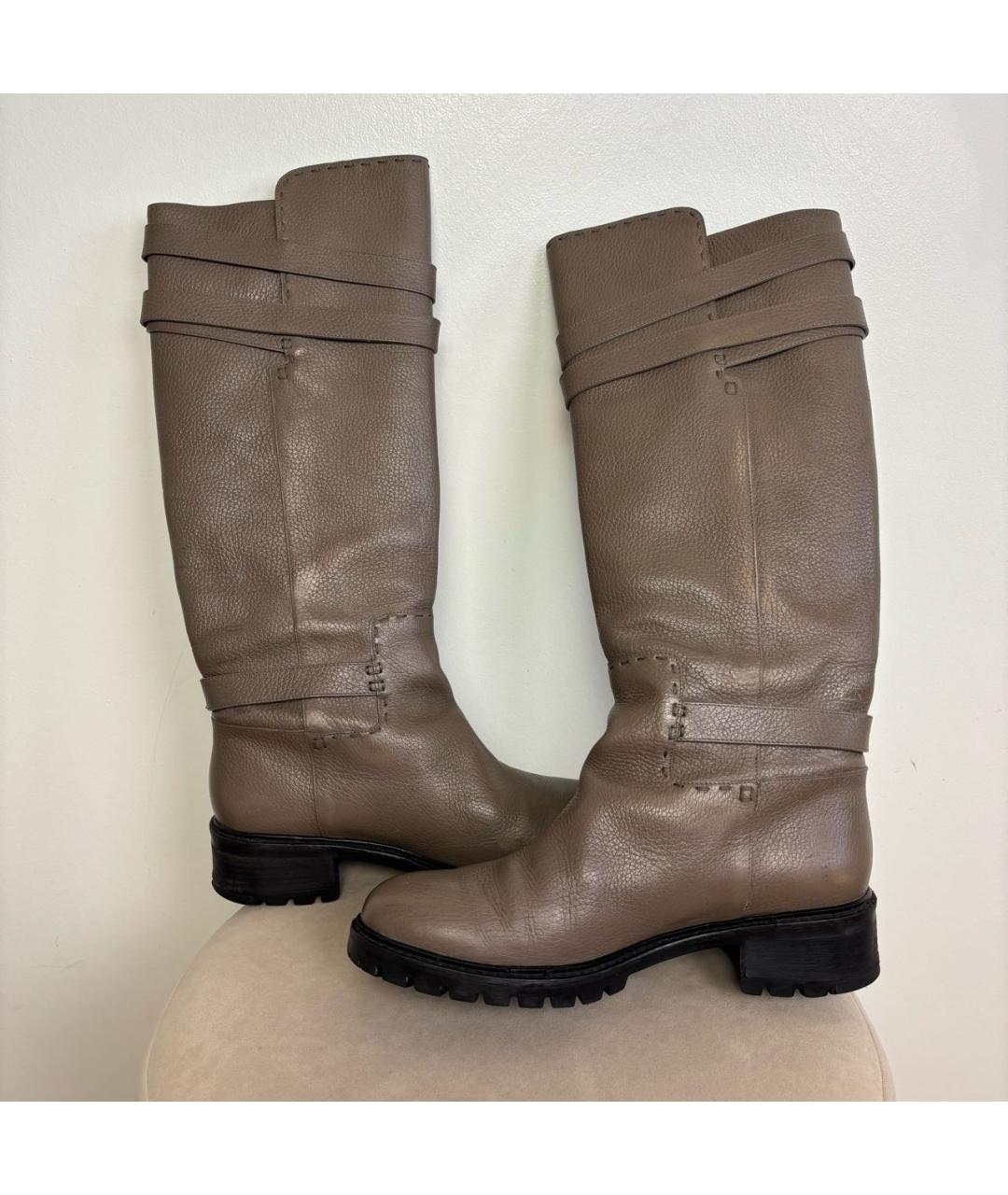 FENDI Бежевые кожаные сапоги, фото 4