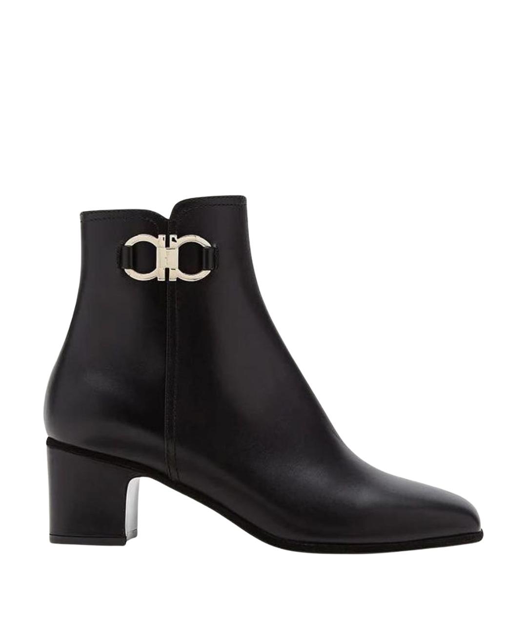 FERRAGAMO Черные кожаные ботильоны, фото 1