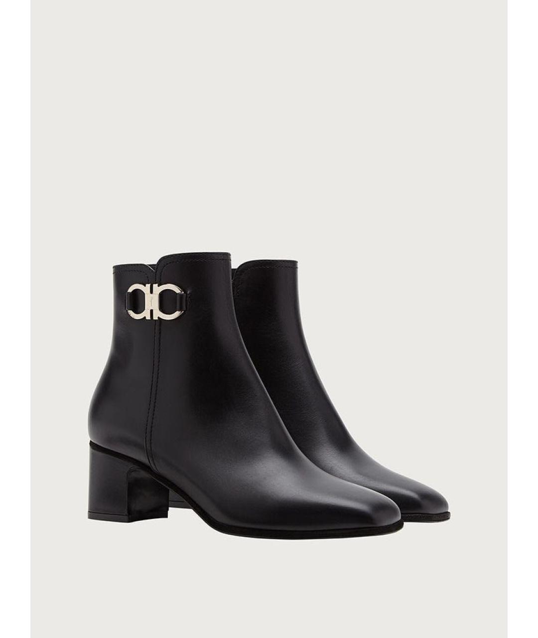 FERRAGAMO Черные кожаные ботильоны, фото 2