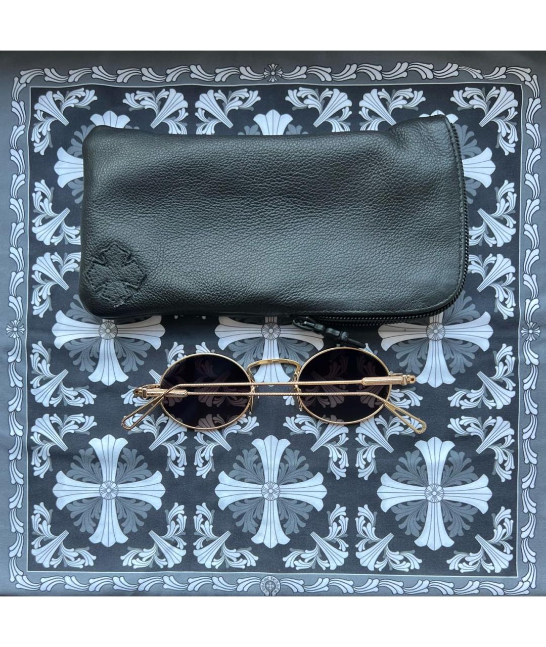 CHROME HEARTS Золотые металлические солнцезащитные очки, фото 6