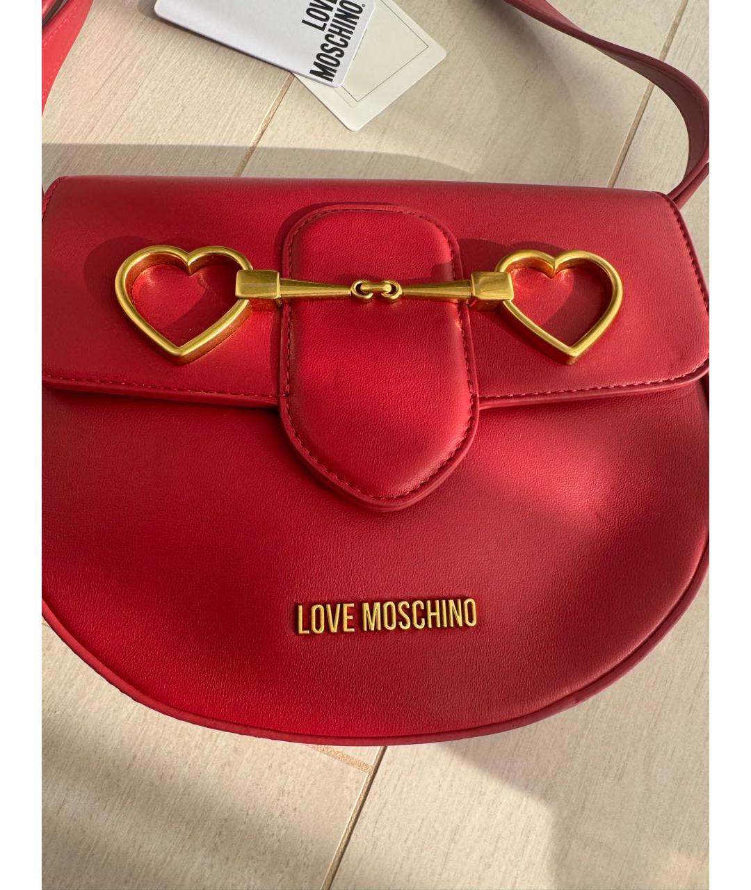 LOVE MOSCHINO Розовая кожаная сумка через плечо, фото 6