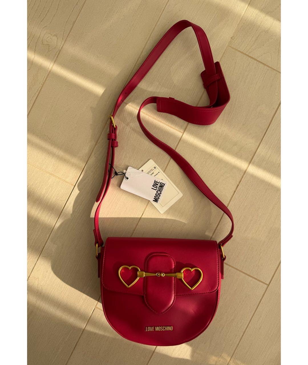 LOVE MOSCHINO Розовая кожаная сумка через плечо, фото 2