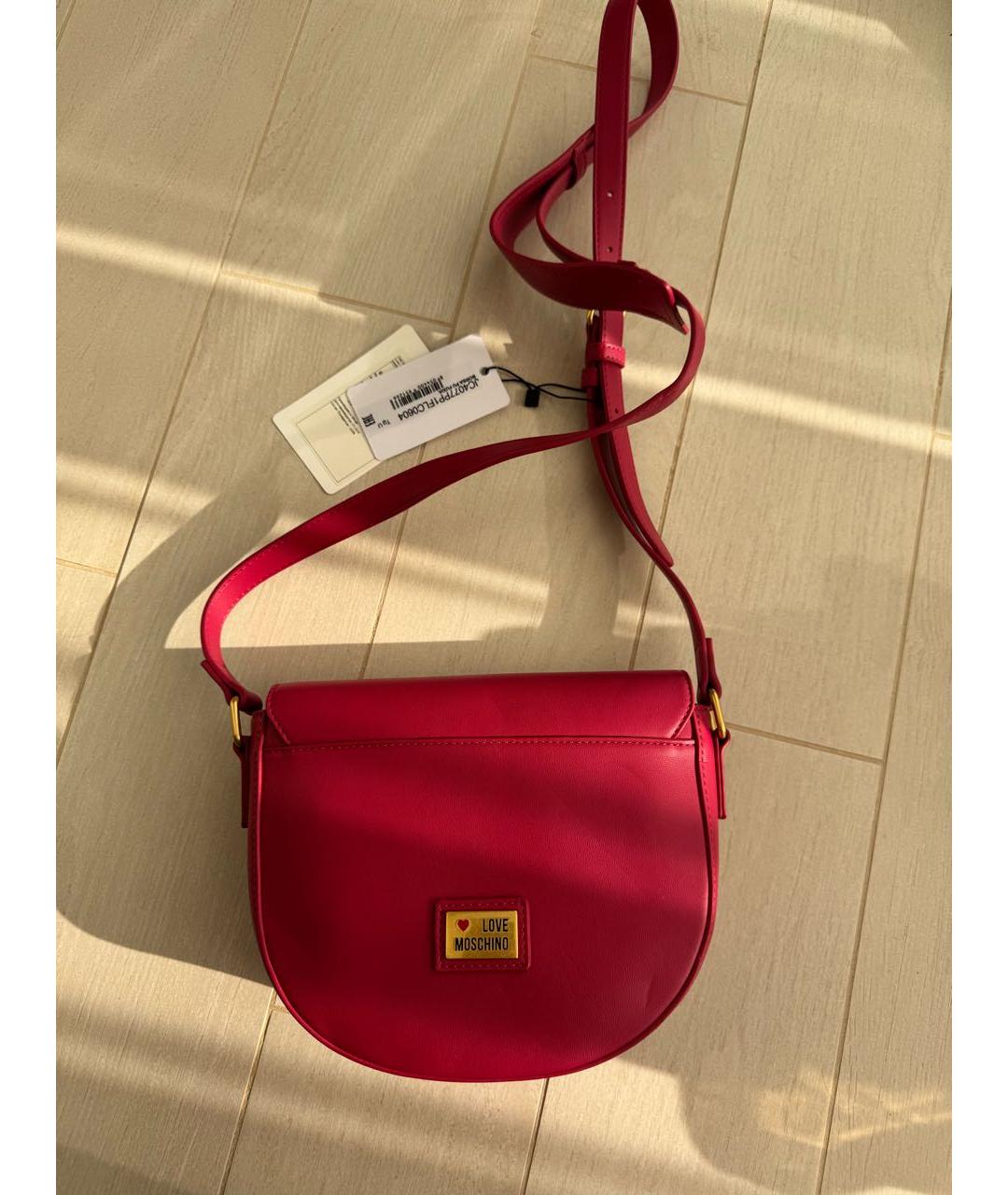 LOVE MOSCHINO Розовая кожаная сумка через плечо, фото 3