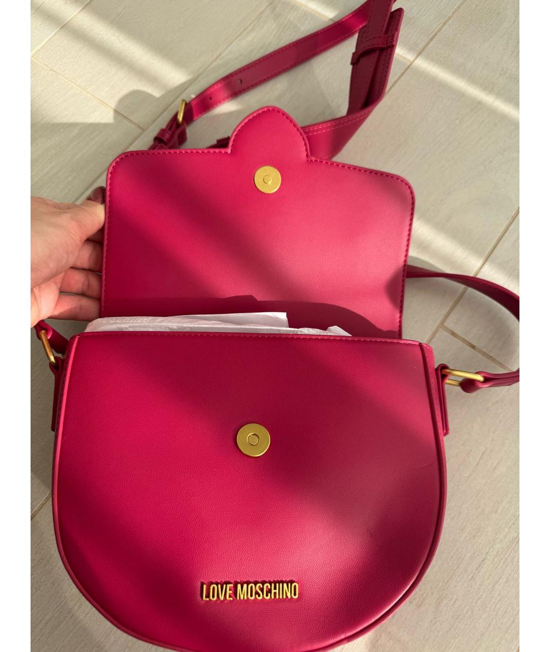 LOVE MOSCHINO Розовая кожаная сумка через плечо, фото 5