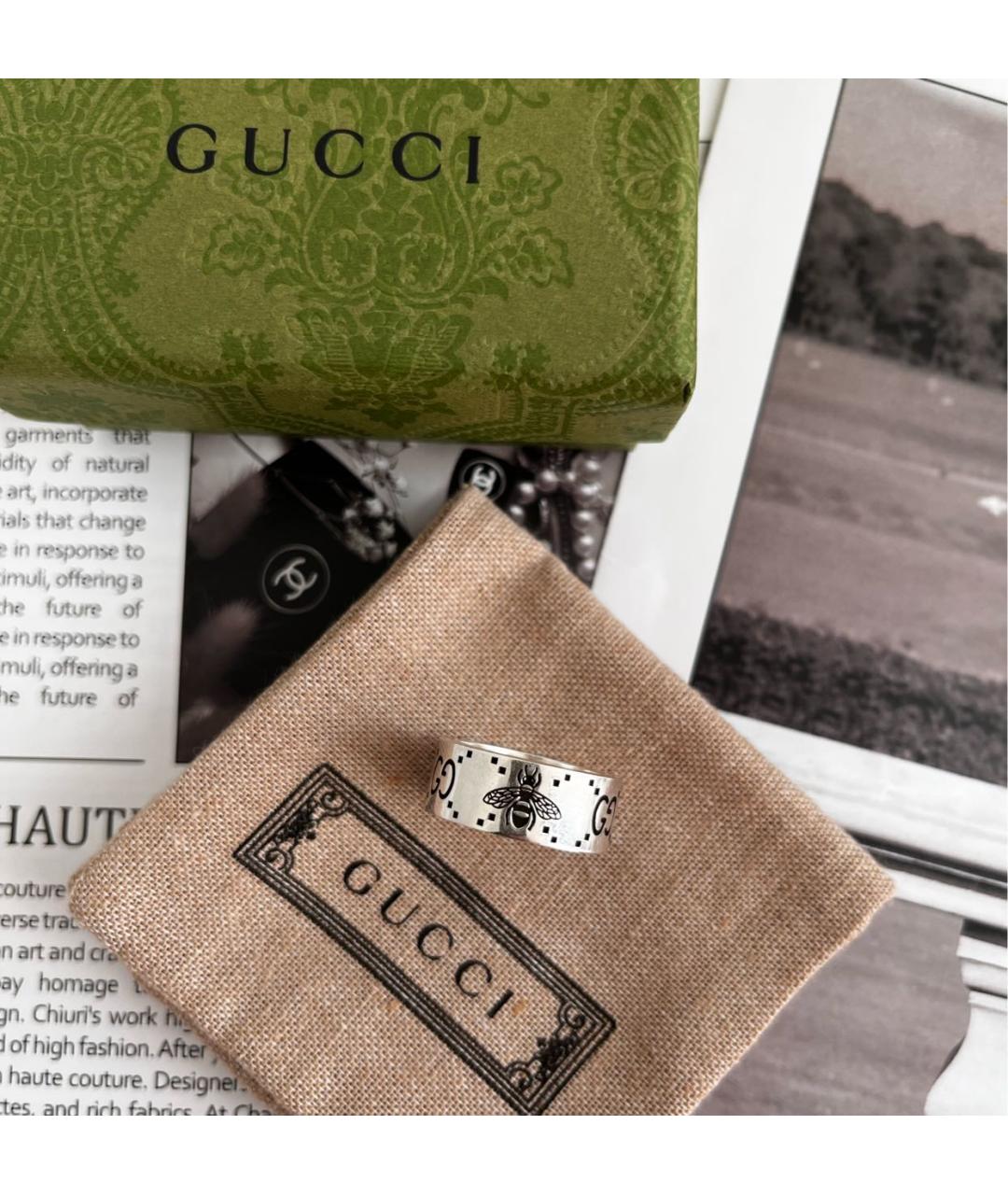 GUCCI Серебряное серебряное кольцо, фото 2