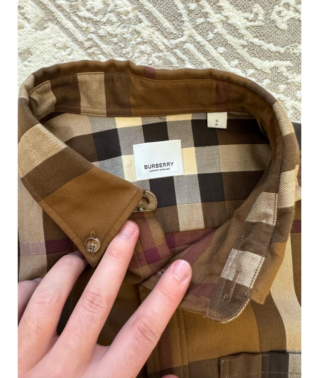 BURBERRY Коричневая хлопковая кэжуал рубашка, фото 6