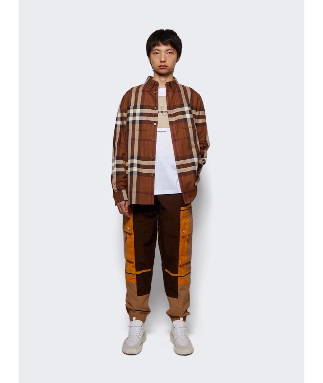 BURBERRY Коричневая хлопковая кэжуал рубашка, фото 3