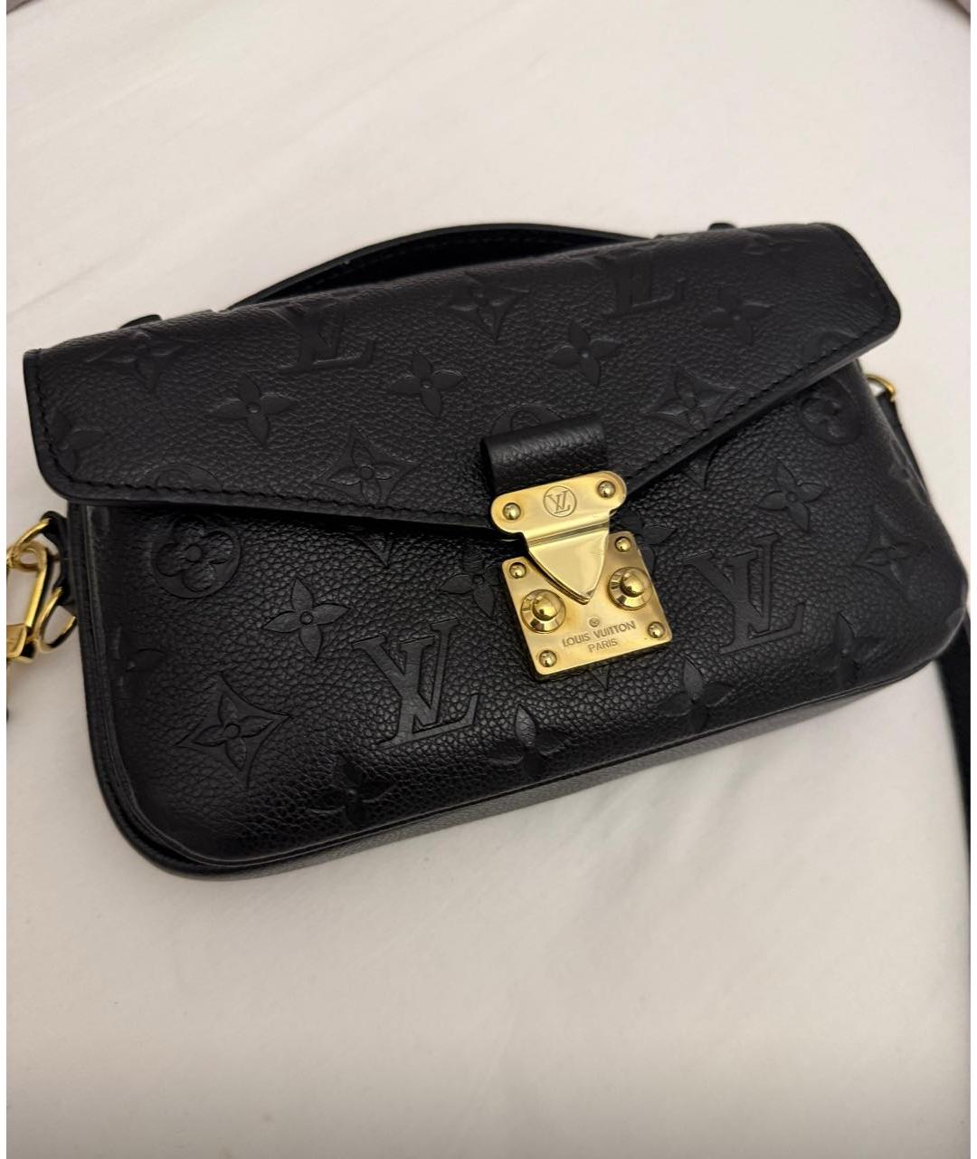 LOUIS VUITTON Черная кожаная сумка с короткими ручками, фото 3