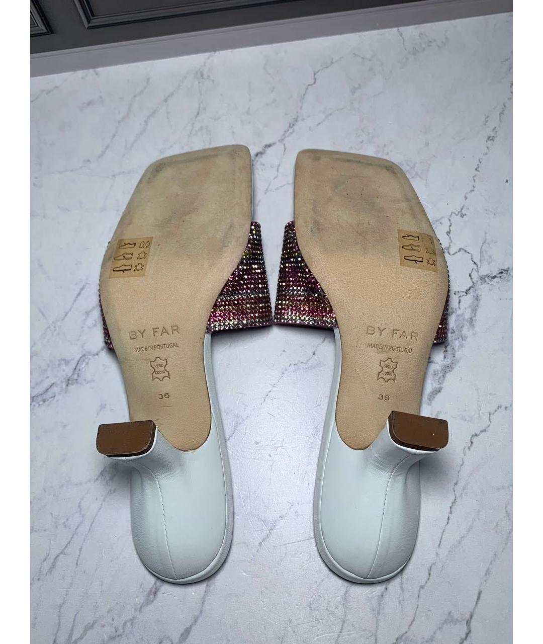 BY FAR Белые кожаные босоножки, фото 6