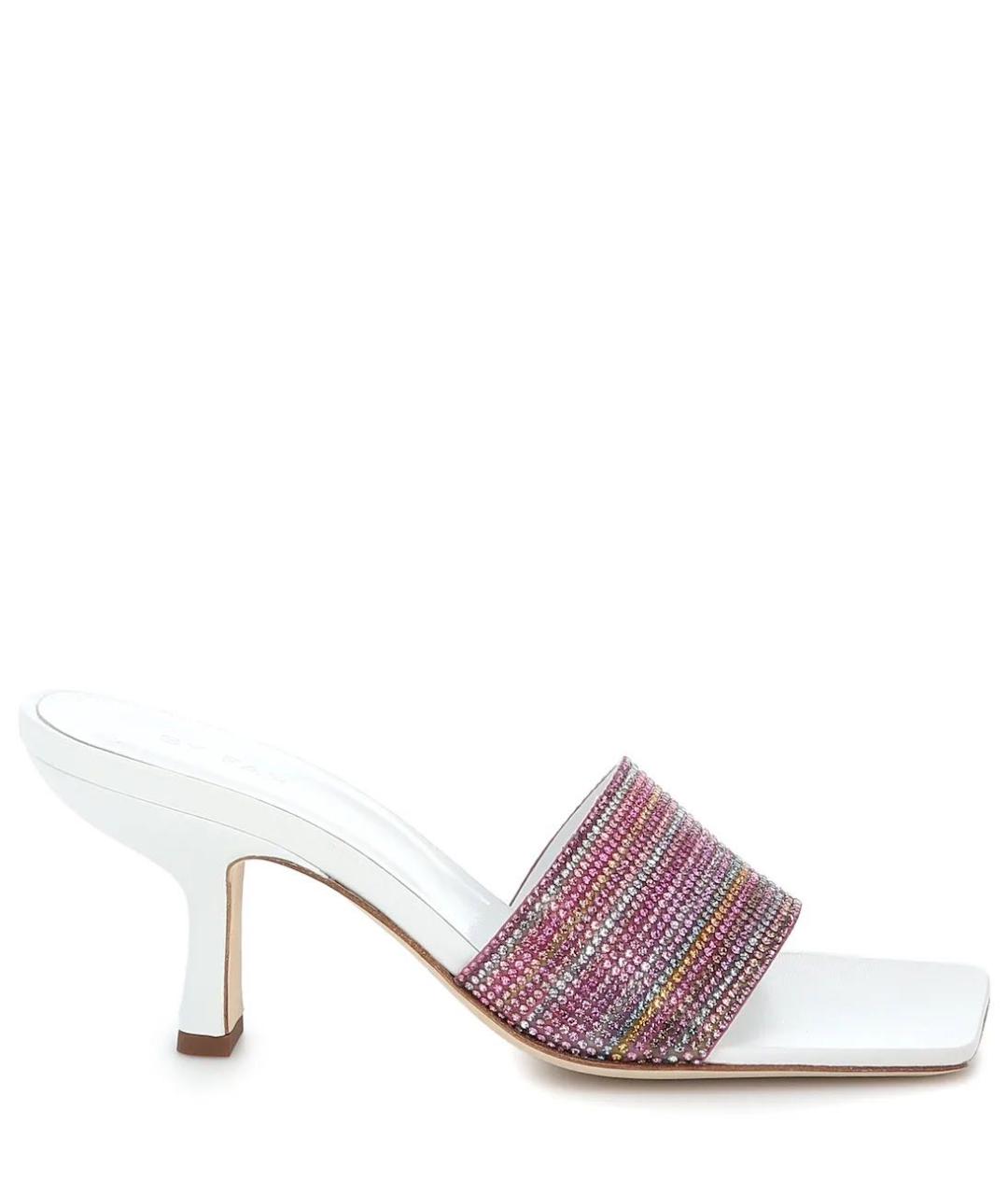 BY FAR Белые кожаные босоножки, фото 1