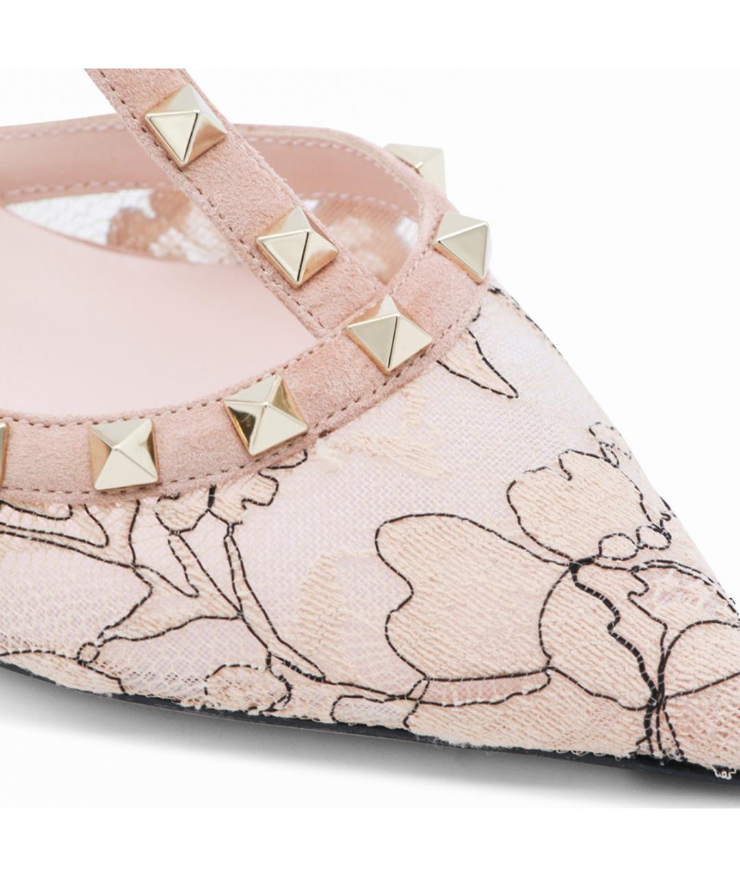VALENTINO Розовые текстильные туфли, фото 4