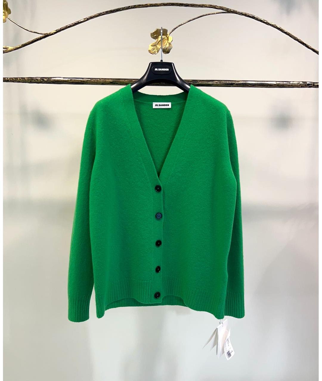 JIL SANDER Зеленый шерстяной кардиган, фото 6
