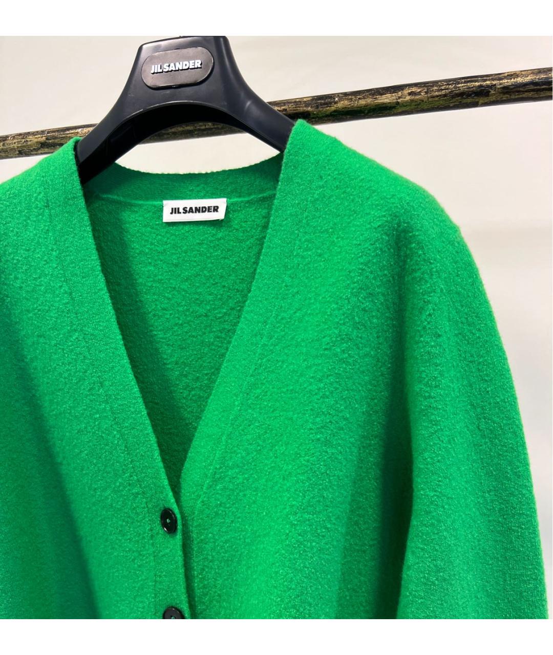 JIL SANDER Зеленый шерстяной кардиган, фото 3