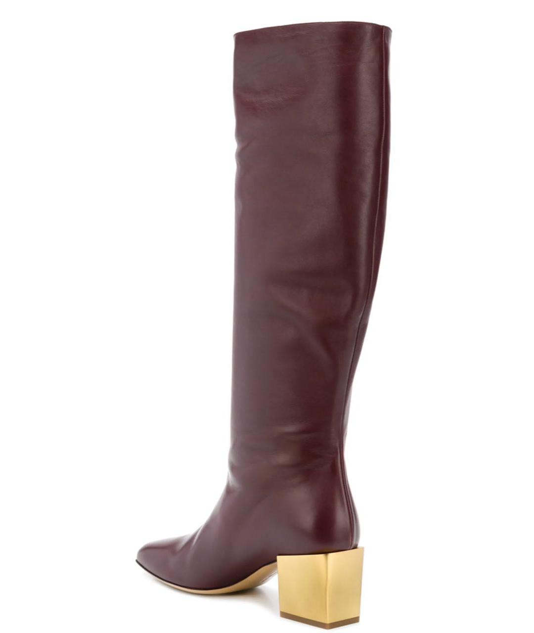 FERRAGAMO Бордовые кожаные сапоги, фото 5