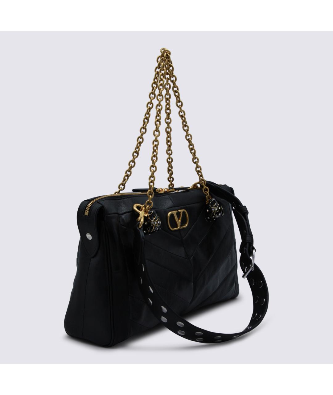 VALENTINO Черная кожаная сумка тоут, фото 2