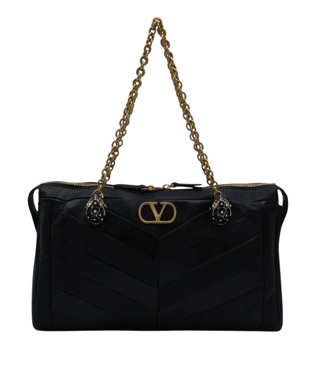 VALENTINO Черная кожаная сумка тоут, фото 1