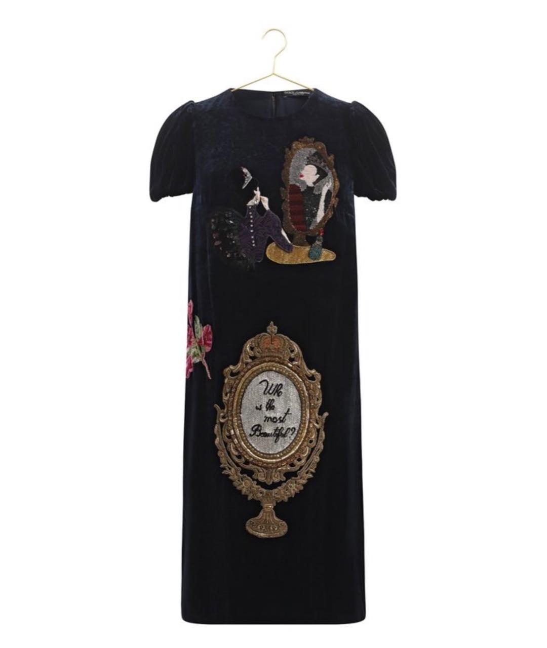DOLCE&GABBANA Темно-синее бархатное вечернее платье, фото 6