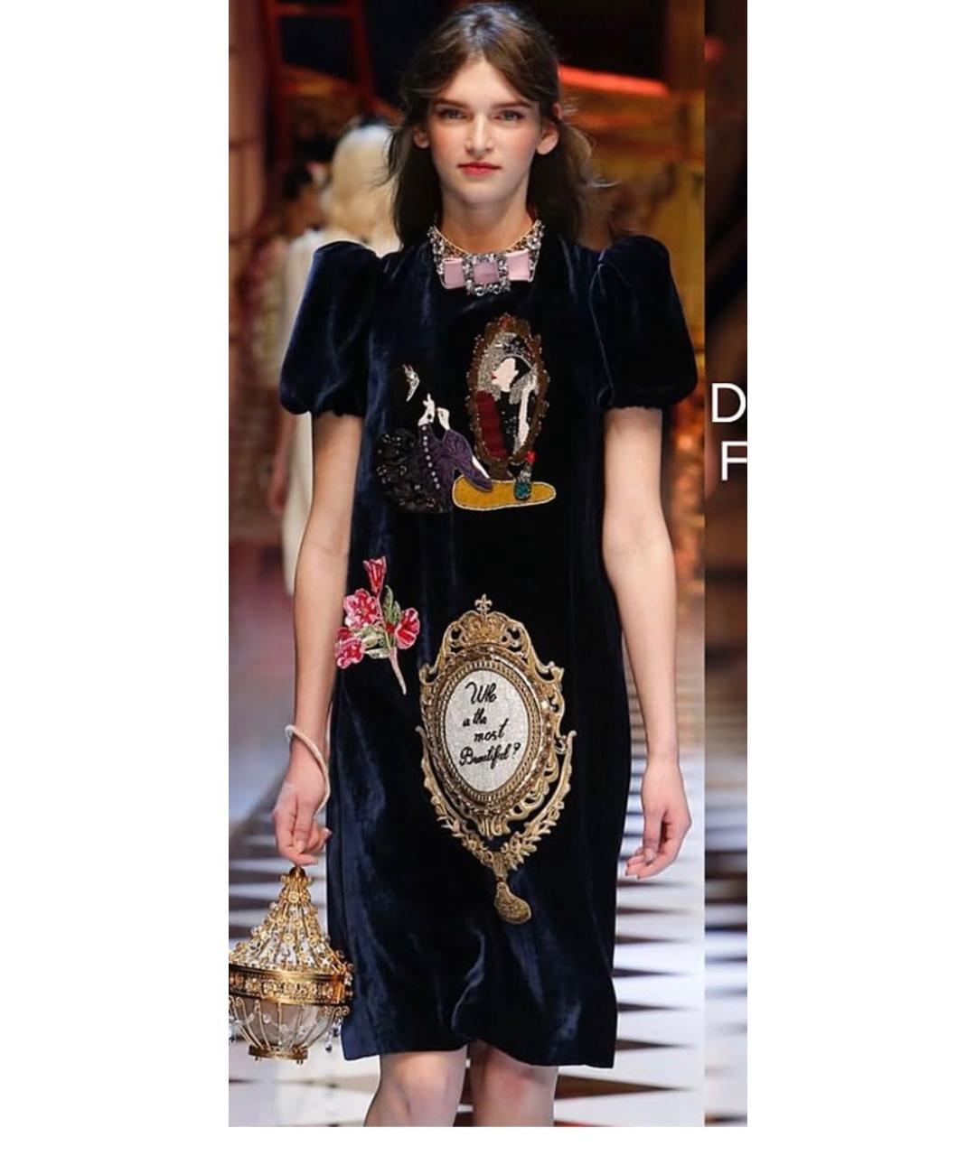 DOLCE&GABBANA Темно-синее бархатное вечернее платье, фото 2